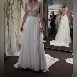 Justin Alexander A-line Wedding Dress Ivory/Nude,Tag Size 8/Street Size 4,#88003